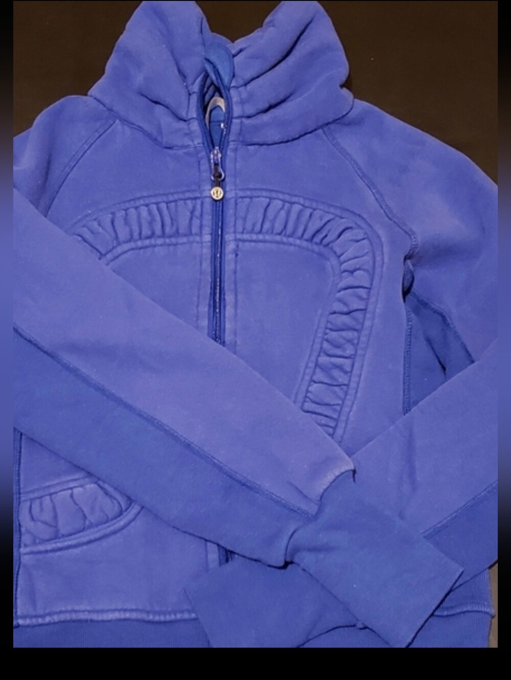 Women’s Royal Blue Puffer-Style Zip Hoodie with Ruching Detail